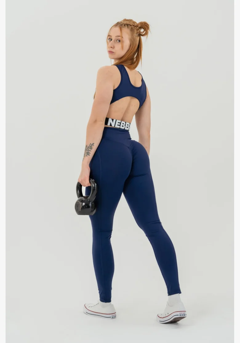 NEBBIA • NEBBIA Fitness leggings con vita alta GLUTE CHECK blu • Nebshop.it