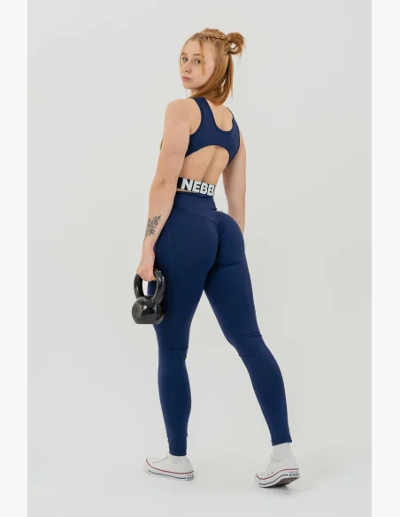 NEBBIA • NEBBIA Fitness leggings con vita alta GLUTE CHECK blu • Nebshop.it