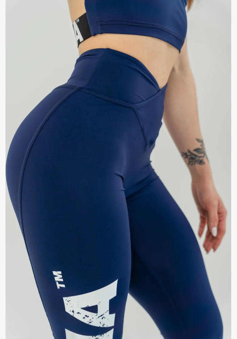 NEBBIA • NEBBIA Fitness leggings con vita alta GLUTE CHECK blu • Nebshop.it