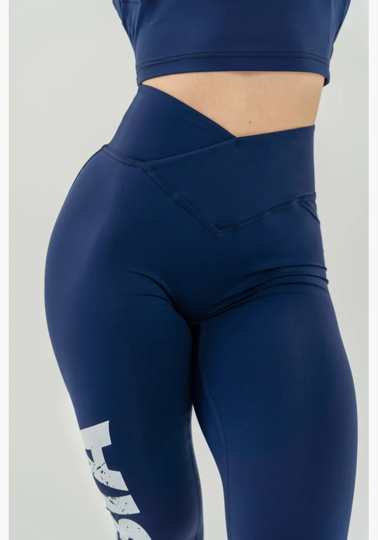 NEBBIA • NEBBIA Fitness leggings con vita alta GLUTE CHECK blu • Nebshop.it