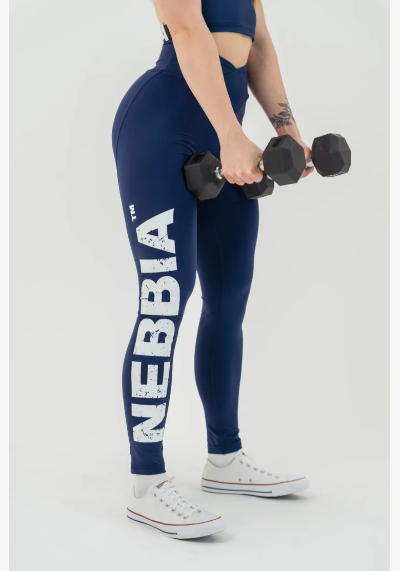 NEBBIA • NEBBIA Fitness leggings con vita alta GLUTE CHECK blu • Nebshop.it