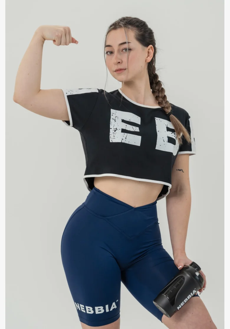 NEBBIA • NEBBIA Crop top t-shirt GAME ON nera • Nebshop.it