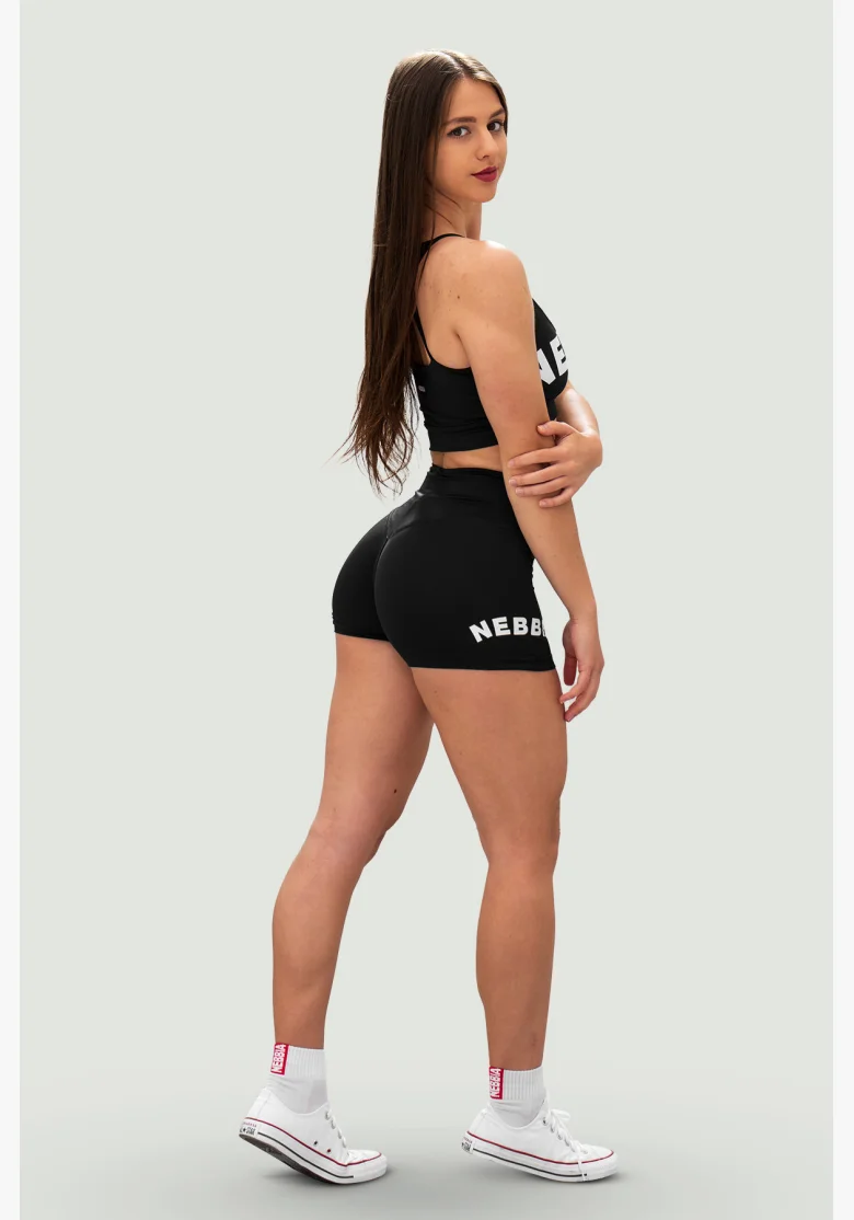 NEBBIA • NEBBIA Pantaloni corti a vita alta 5″ GYM HERO neri • Nebshop.cz