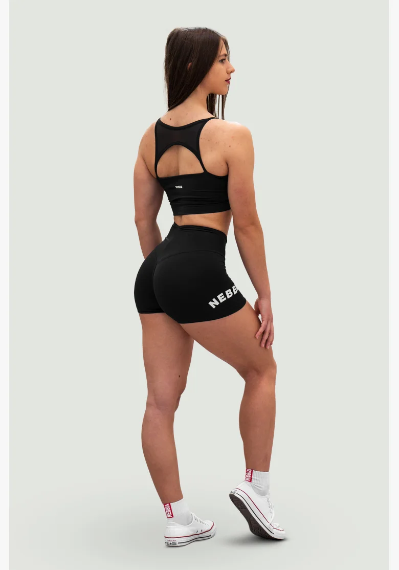 NEBBIA • NEBBIA Pantaloni corti a vita alta 5″ GYM HERO neri • Nebshop.cz