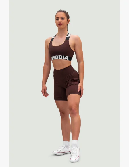 NEBBIA • NEBBIA Reggiseno sportivo con supporto medio ICONIC marrone • Nebshop.it