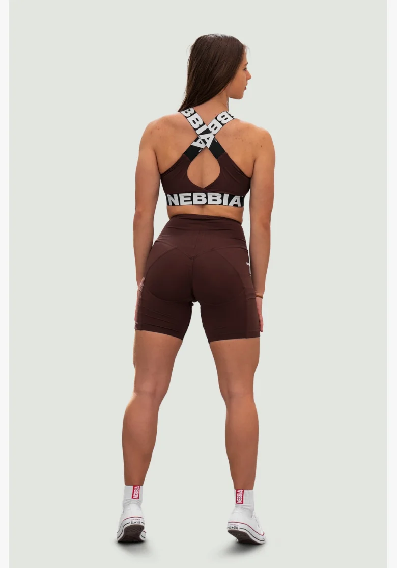 NEBBIA • NEBBIA Reggiseno sportivo con supporto medio ICONIC marrone • Nebshop.it