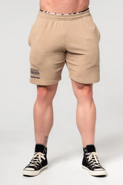 NEBBIA • NEBBIA Pantaloni corti da palestra GYM BRO beige • Nebshop.it