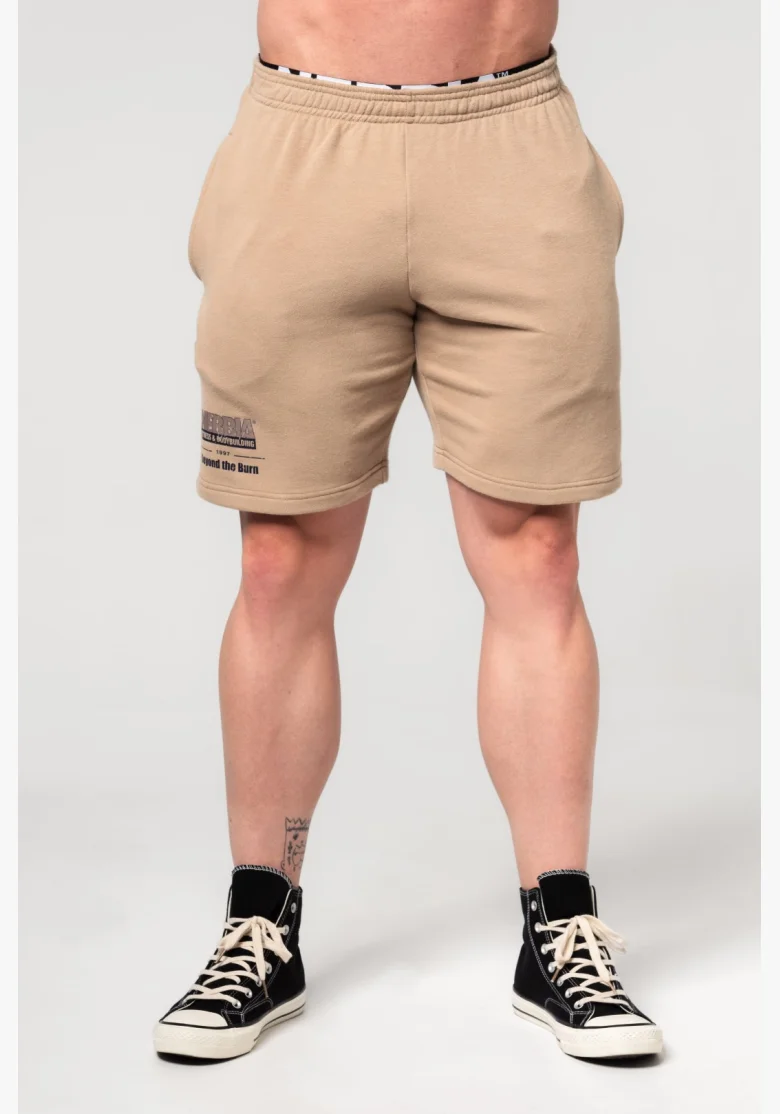 NEBBIA • NEBBIA Pantaloni corti da palestra GYM BRO beige • Nebshop.it
