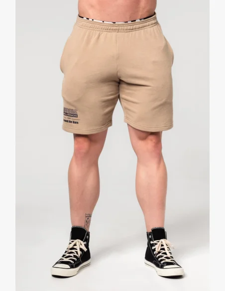 NEBBIA • NEBBIA Pantaloni corti da palestra GYM BRO beige • Nebshop.it