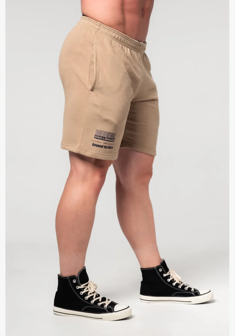 NEBBIA • NEBBIA Pantaloni corti da palestra GYM BRO beige • Nebshop.it