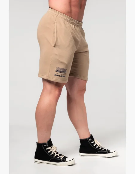 NEBBIA • NEBBIA Pantaloni corti da palestra GYM BRO beige • Nebshop.it