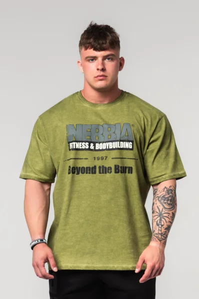 NEBBIA • NEBBIA Maglietta oversize sfumata HERITAGE verde • Nebshop.cz