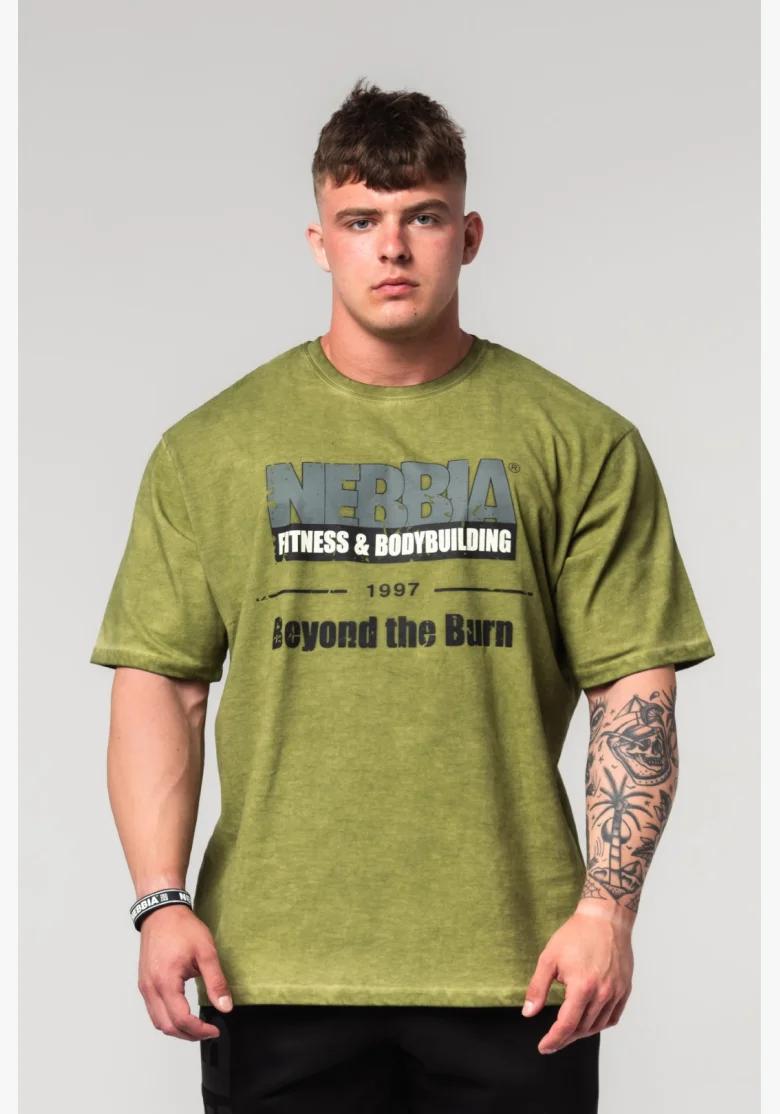NEBBIA • NEBBIA Maglietta oversize sfumata HERITAGE verde • Nebshop.cz