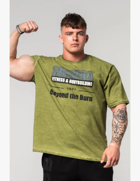 NEBBIA • NEBBIA Maglietta oversize sfumata HERITAGE verde • Nebshop.cz