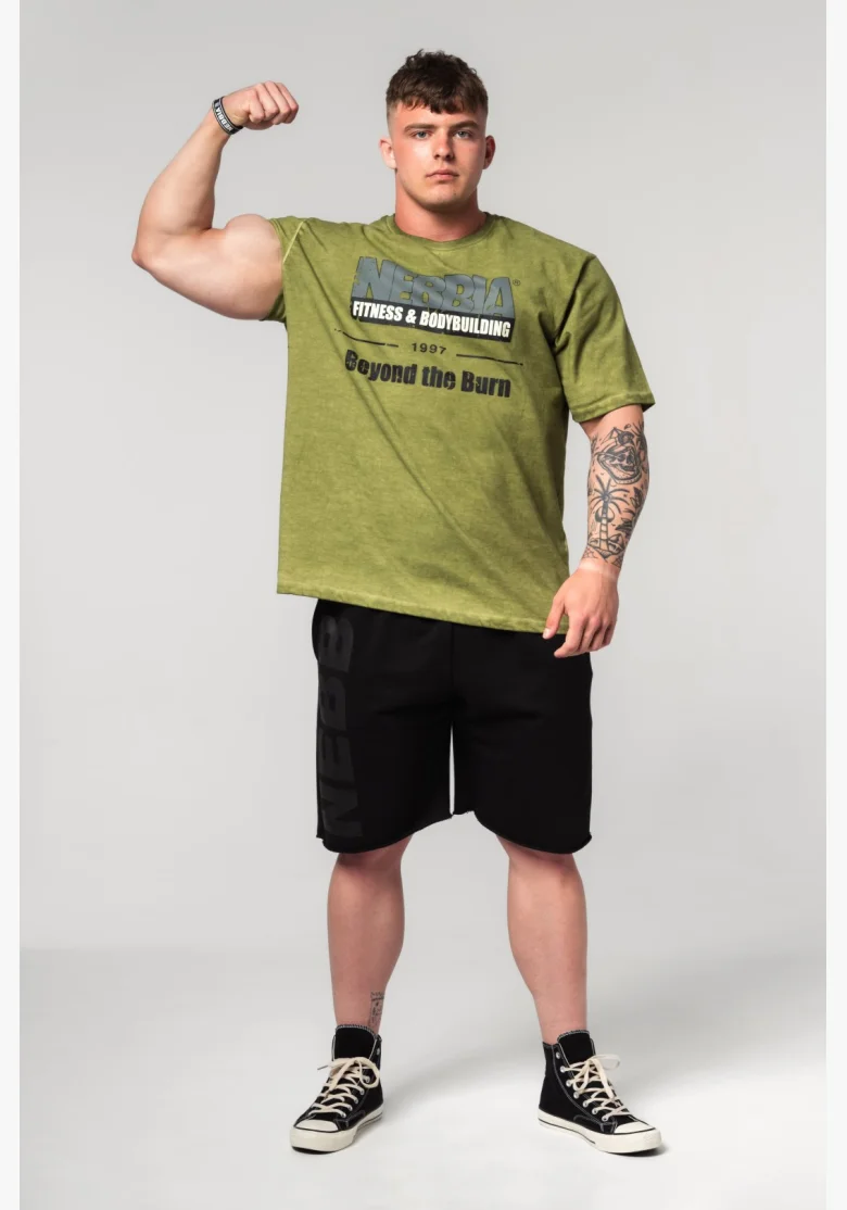 NEBBIA • NEBBIA Maglietta oversize sfumata HERITAGE verde • Nebshop.cz