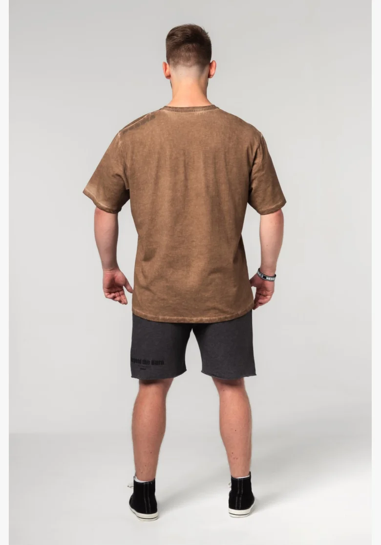 NEBBIA • NEBBIA Tričko oversized Washed-off HERITAGE marrone • Nebshop.it
