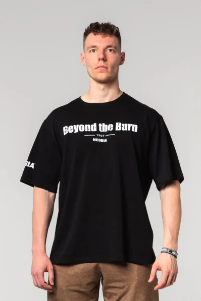 NEBBIA • NEBBIA T-shirt in cotone heavyweight GRIND nero • Nebshop.cz
