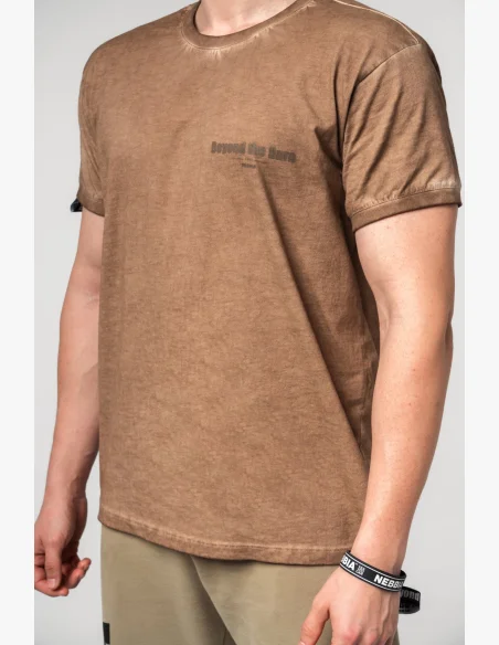 NEBBIA • NEBBIA Maglietta di cotone lavata MAX OUT marrone • Nebshop.it