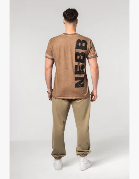 NEBBIA • NEBBIA Maglietta di cotone lavata MAX OUT marrone • Nebshop.it