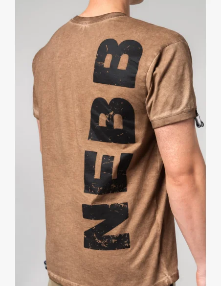 NEBBIA • NEBBIA Maglietta di cotone lavata MAX OUT marrone • Nebshop.it
