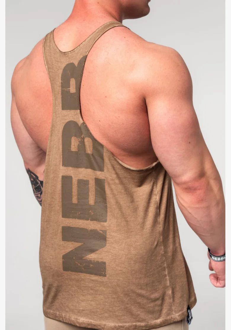 NEBBIA • NEBBIA Canotta oversize MAX OUT lavata marrone • Nebshop.cz