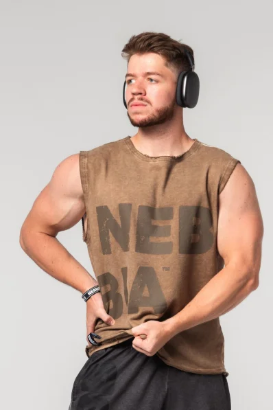 NEBBIA • NEBBIA Mikina senza maniche BEASTIN' marrone • Nebshop.cz