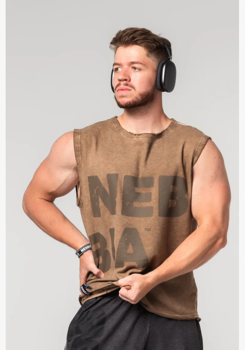 NEBBIA • NEBBIA Mikina senza maniche BEASTIN' marrone • Nebshop.cz