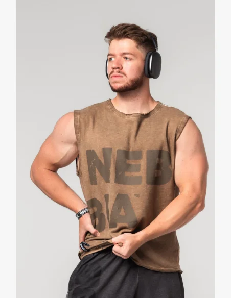 NEBBIA • NEBBIA Mikina senza maniche BEASTIN' marrone • Nebshop.cz
