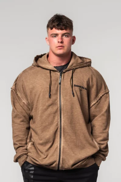NEBBIA • NEBBIA Felpa con zip GYM BRO marrone • Nebshop.it