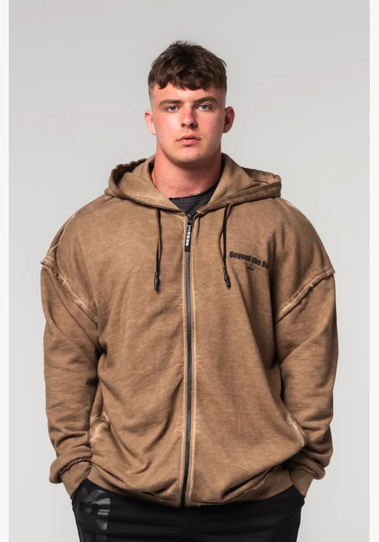 NEBBIA • NEBBIA Felpa con zip GYM BRO marrone • Nebshop.it