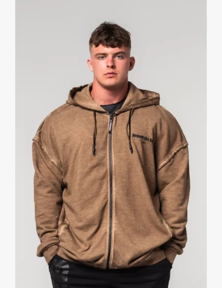 NEBBIA • NEBBIA Felpa con zip GYM BRO marrone • Nebshop.it