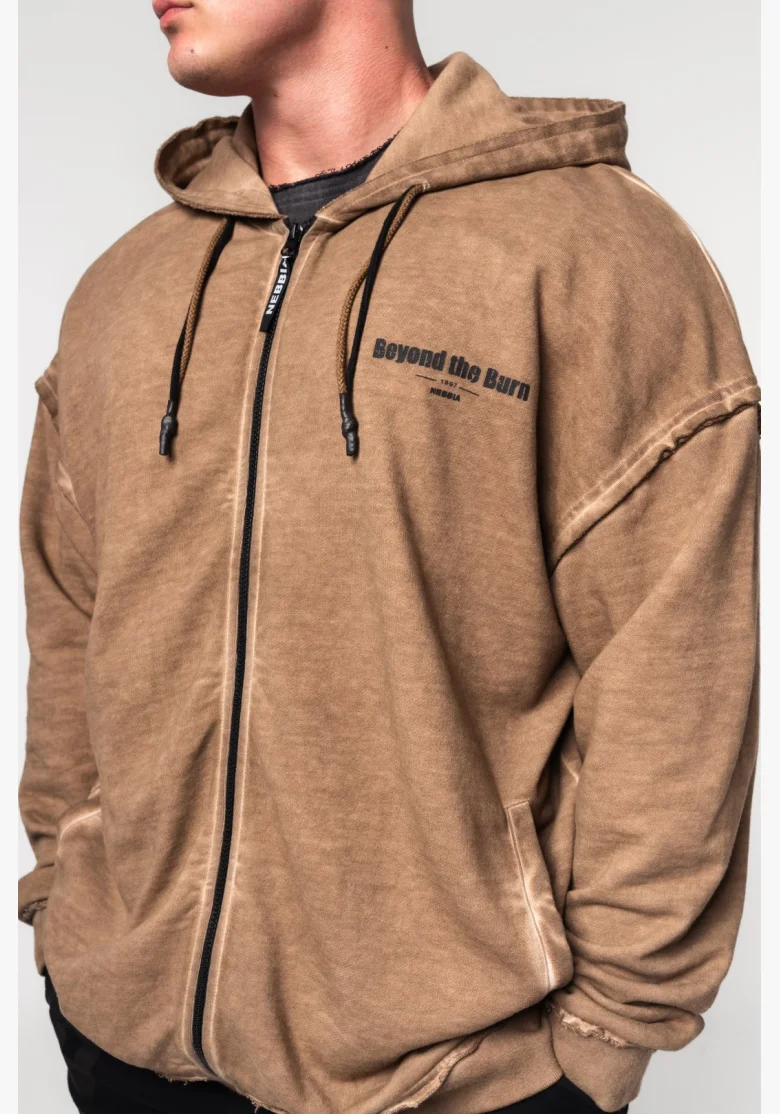 NEBBIA • NEBBIA Felpa con zip GYM BRO marrone • Nebshop.it