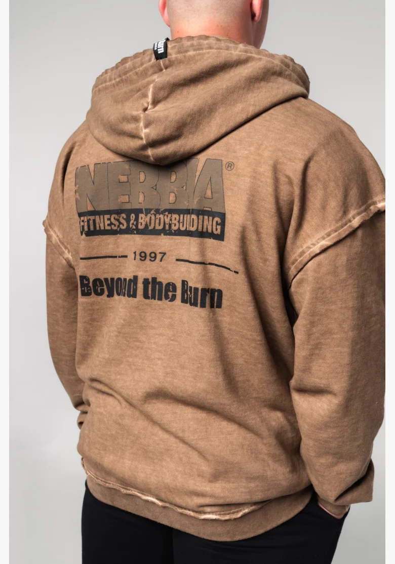 NEBBIA • NEBBIA Felpa con zip GYM BRO marrone • Nebshop.it