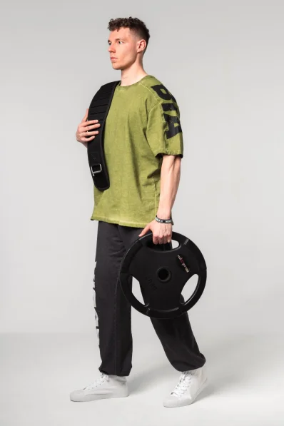 NEBBIA • NEBBIA T-shirt over-size lavato LIFTING CLUB verde • Nebshop.cz 2