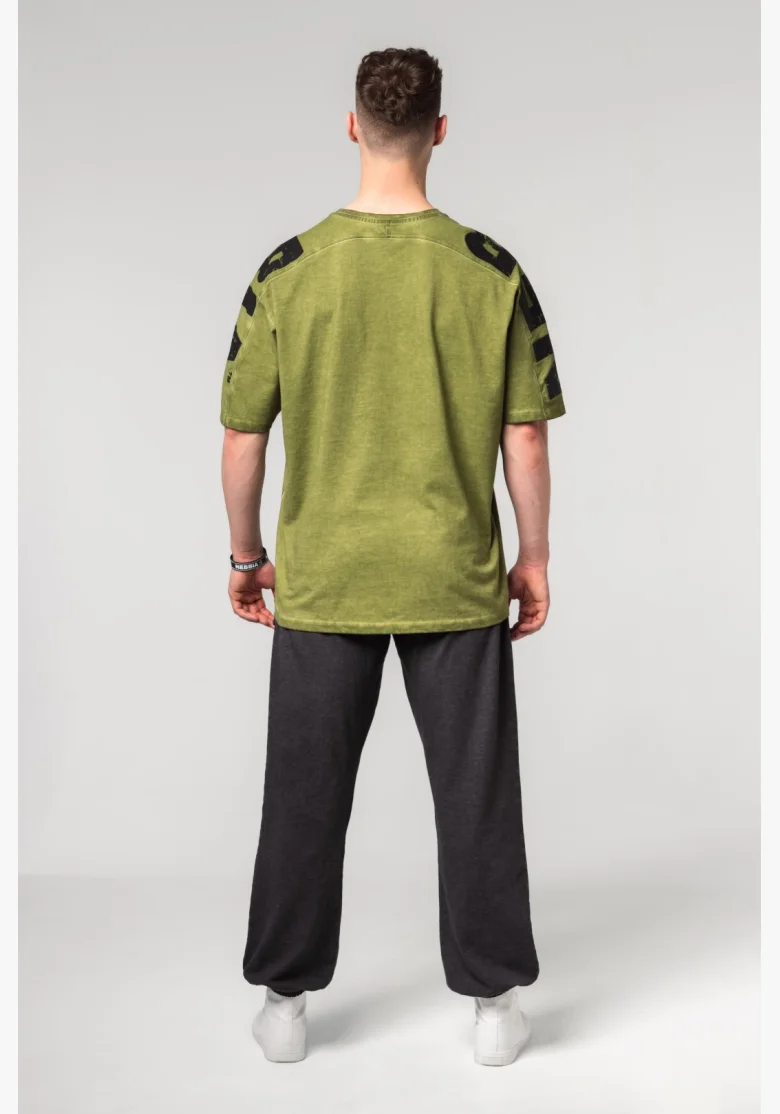 NEBBIA • NEBBIA T-shirt over-size lavato LIFTING CLUB verde • Nebshop.cz