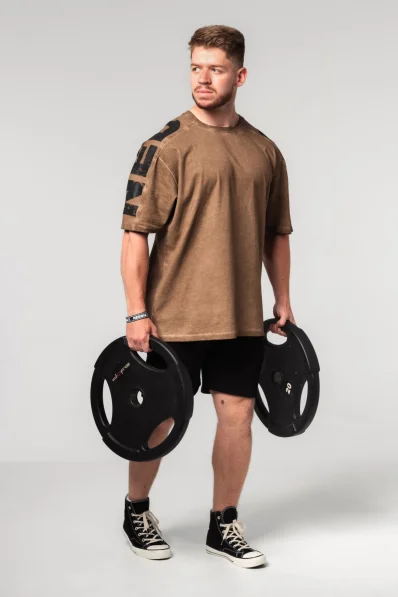 NEBBIA • NEBBIA Maglietta oversized lavata LIFTING CLUB marrone • Nebshop.it 2