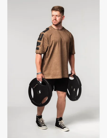 NEBBIA • NEBBIA Maglietta oversized lavata LIFTING CLUB marrone • Nebshop.it