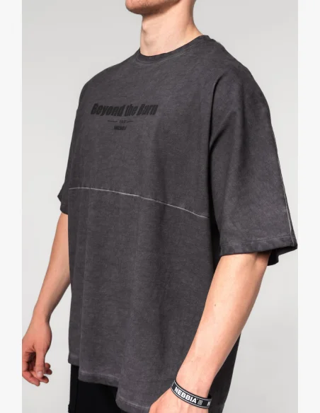 NEBBIA • NEBBIA T-shirt oversize lavato NO SHORTCUTS nero • Nebshop.it