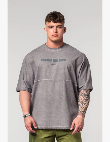 NEBBIA • NEBBIA Tričko oversize Washed-off NO SHORTCUTS grigio • Nebshop.cz