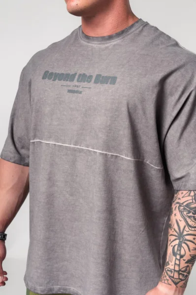 NEBBIA • NEBBIA Tričko oversize Washed-off NO SHORTCUTS grigio • Nebshop.cz 2