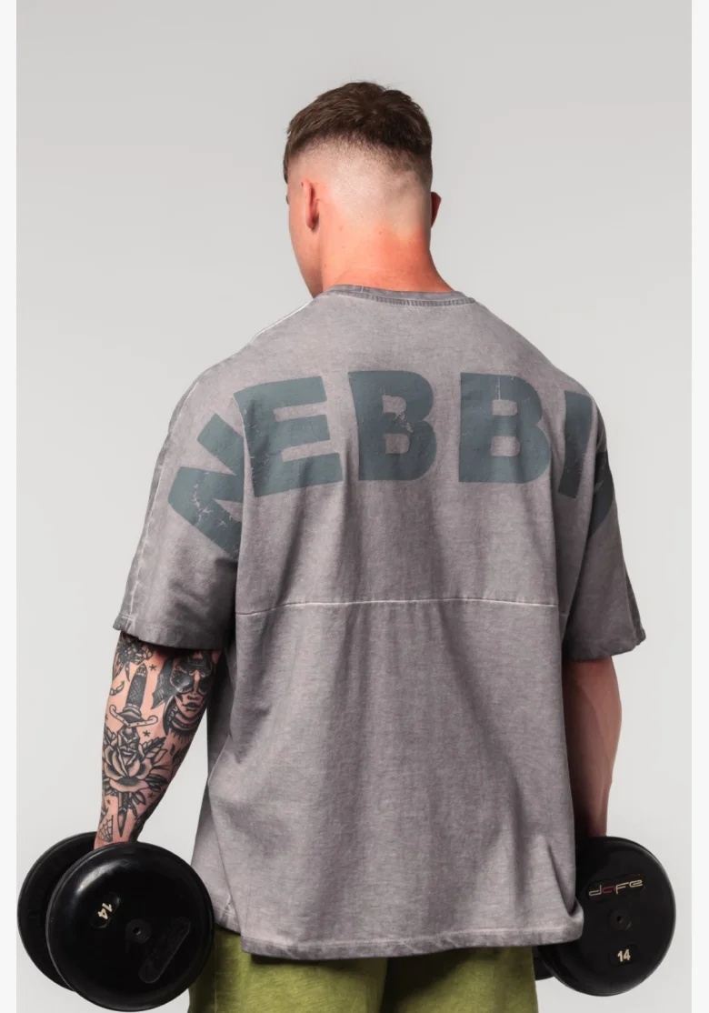 NEBBIA • NEBBIA Tričko oversize Washed-off NO SHORTCUTS grigio • Nebshop.cz