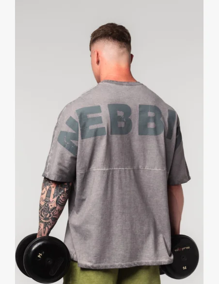 NEBBIA • NEBBIA Tričko oversize Washed-off NO SHORTCUTS grigio • Nebshop.cz