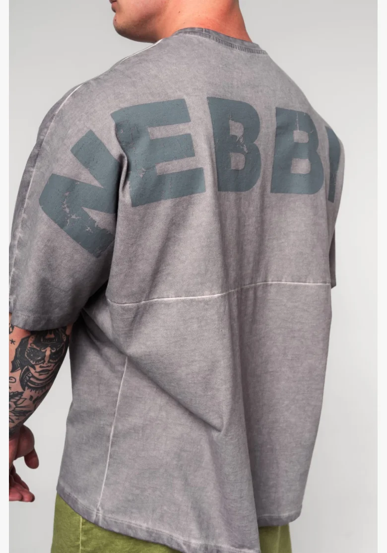 NEBBIA • NEBBIA Tričko oversize Washed-off NO SHORTCUTS grigio • Nebshop.cz