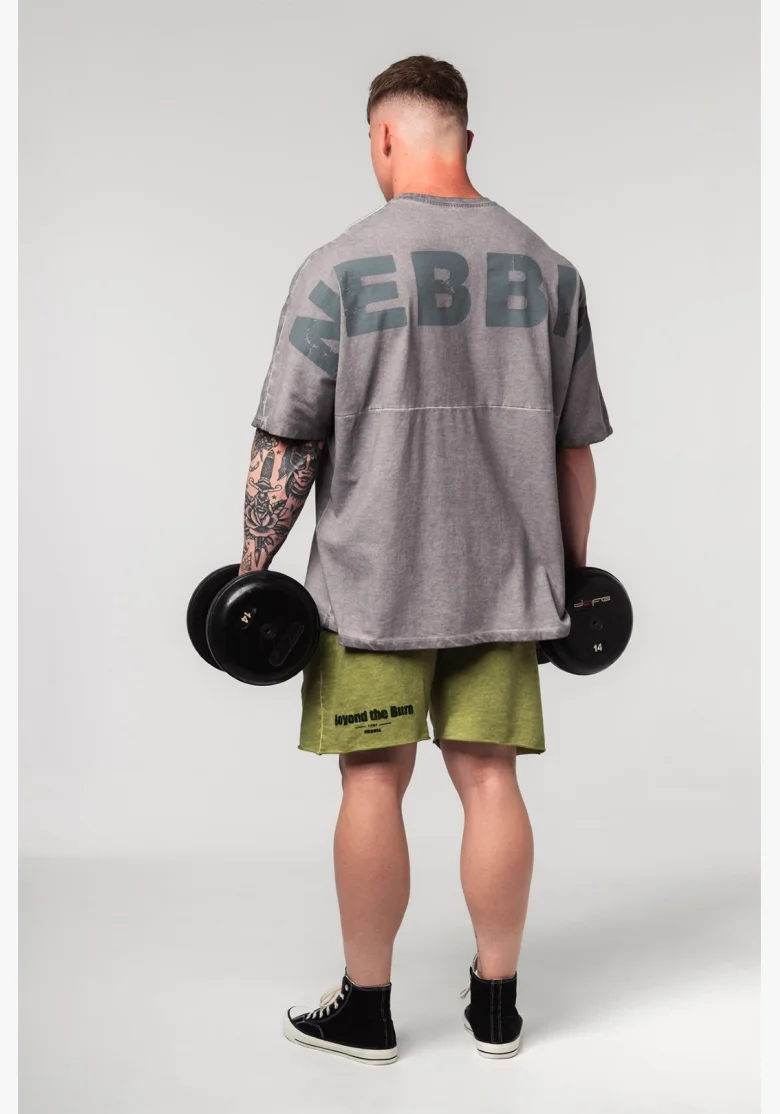 NEBBIA • NEBBIA Tričko oversize Washed-off NO SHORTCUTS grigio • Nebshop.cz