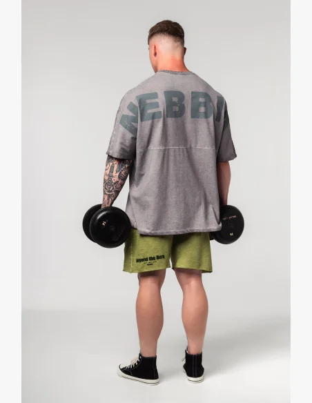 NEBBIA • NEBBIA Tričko oversize Washed-off NO SHORTCUTS grigio • Nebshop.cz