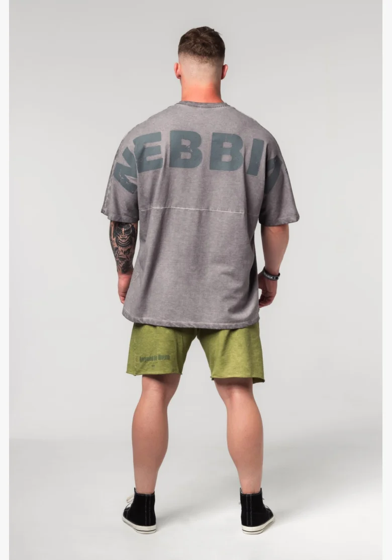 NEBBIA • NEBBIA Tričko oversize Washed-off NO SHORTCUTS grigio • Nebshop.cz