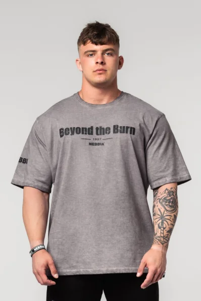 NEBBIA • NEBBIA Maglietta pesante in cotone lavato GRIND grigia • Nebshop.cz