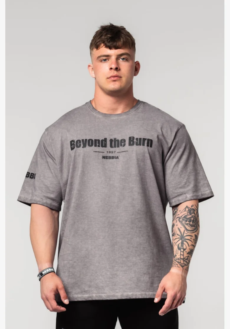 NEBBIA • NEBBIA Maglietta pesante in cotone lavato GRIND grigia • Nebshop.cz
