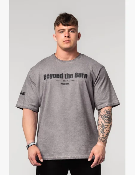NEBBIA • NEBBIA Maglietta pesante in cotone lavato GRIND grigia • Nebshop.cz