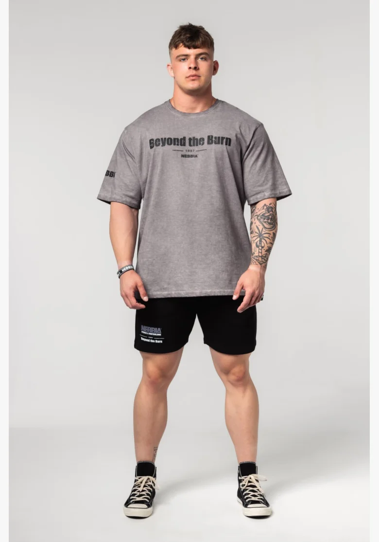 NEBBIA • NEBBIA Maglietta pesante in cotone lavato GRIND grigia • Nebshop.cz